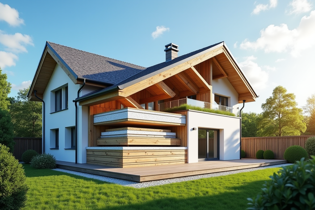 Toit moderne avec plusieurs couches d isolation ensoleille