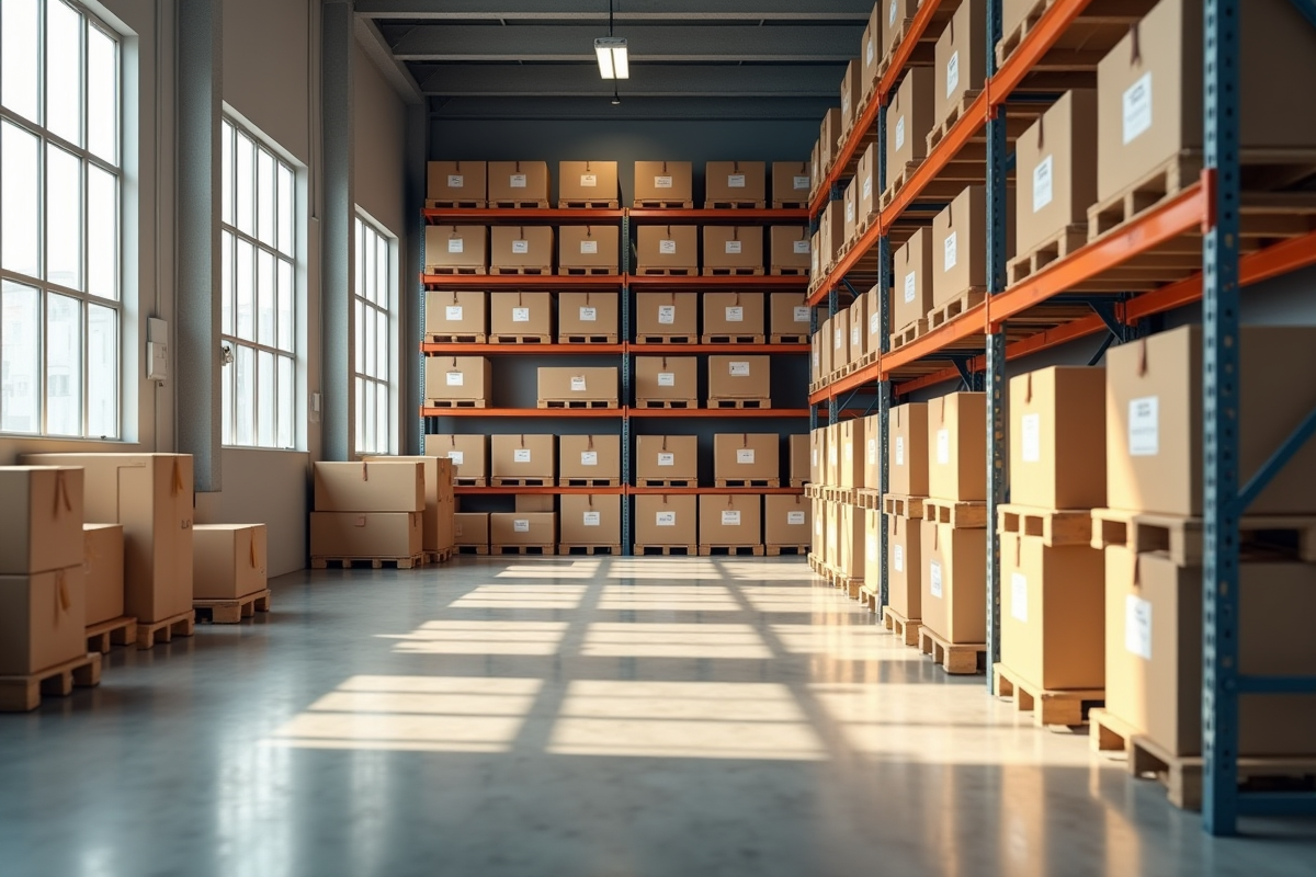 Dossiers emballés rangés dans un espace de stockage lumineux