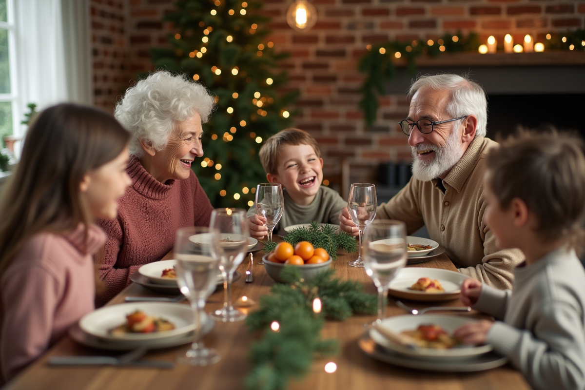 Famille réunie autour d