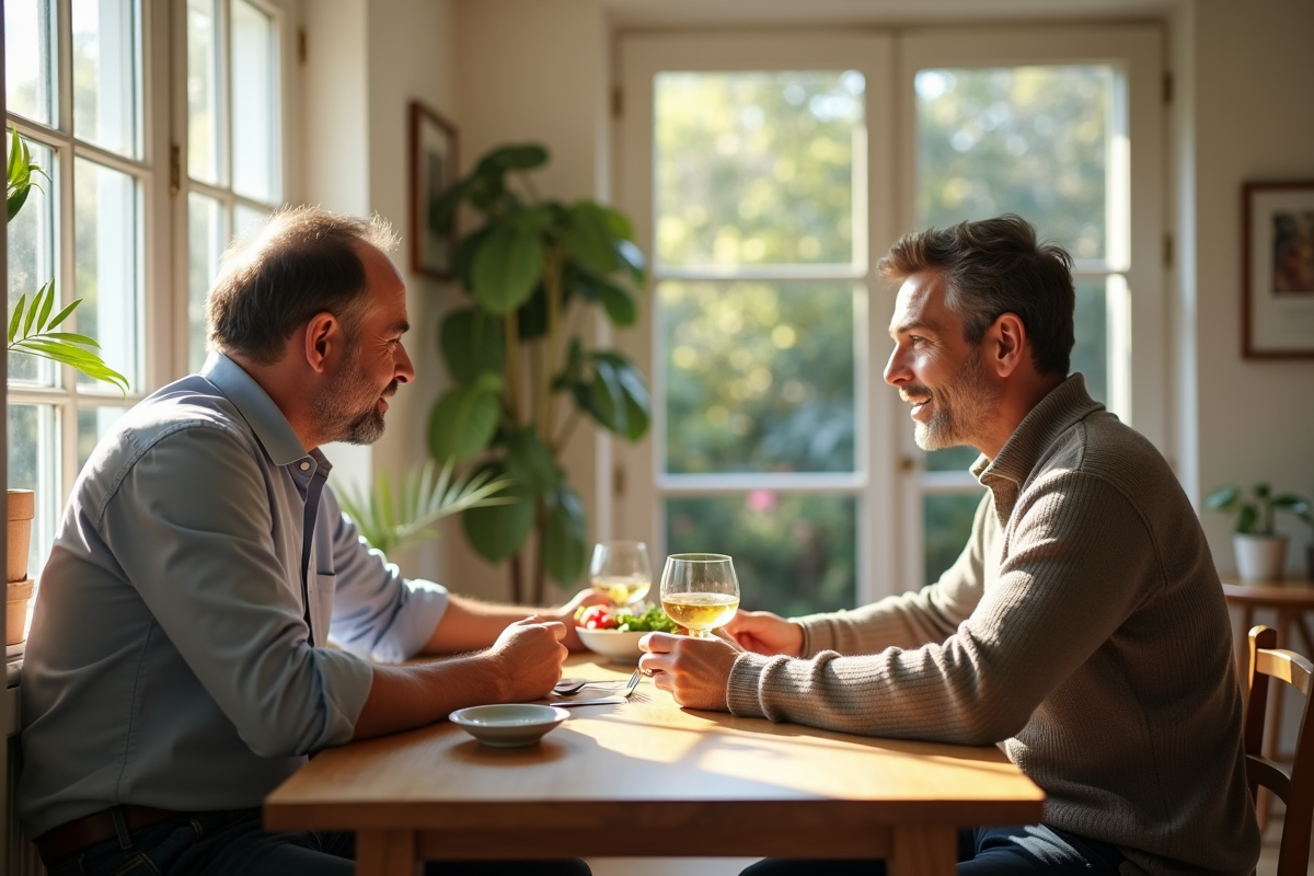 Deux hommes discutant autour d