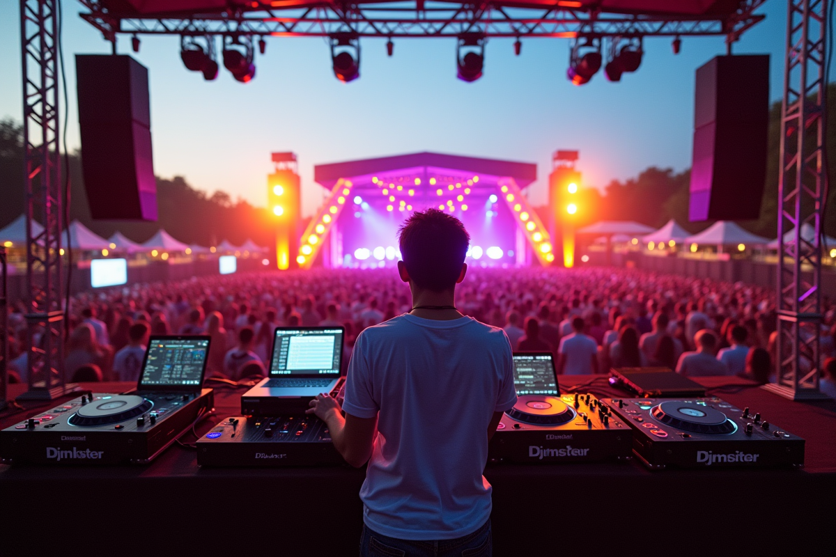 DJ en performance en plein air lors d