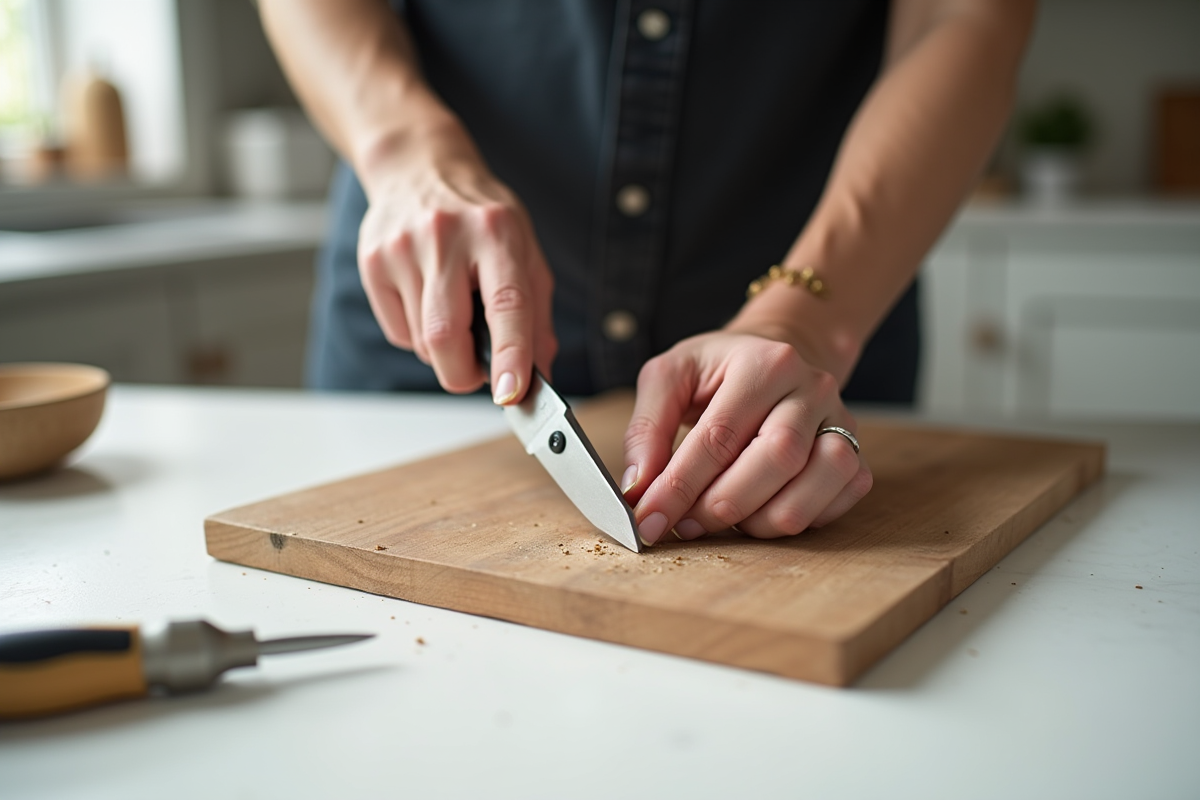 Mains en action réparant un objet avec outils classiques